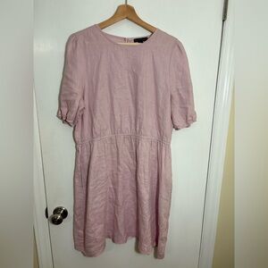 Saks Fifth Avenue Soft Pink 100% Linen Midi Dress L